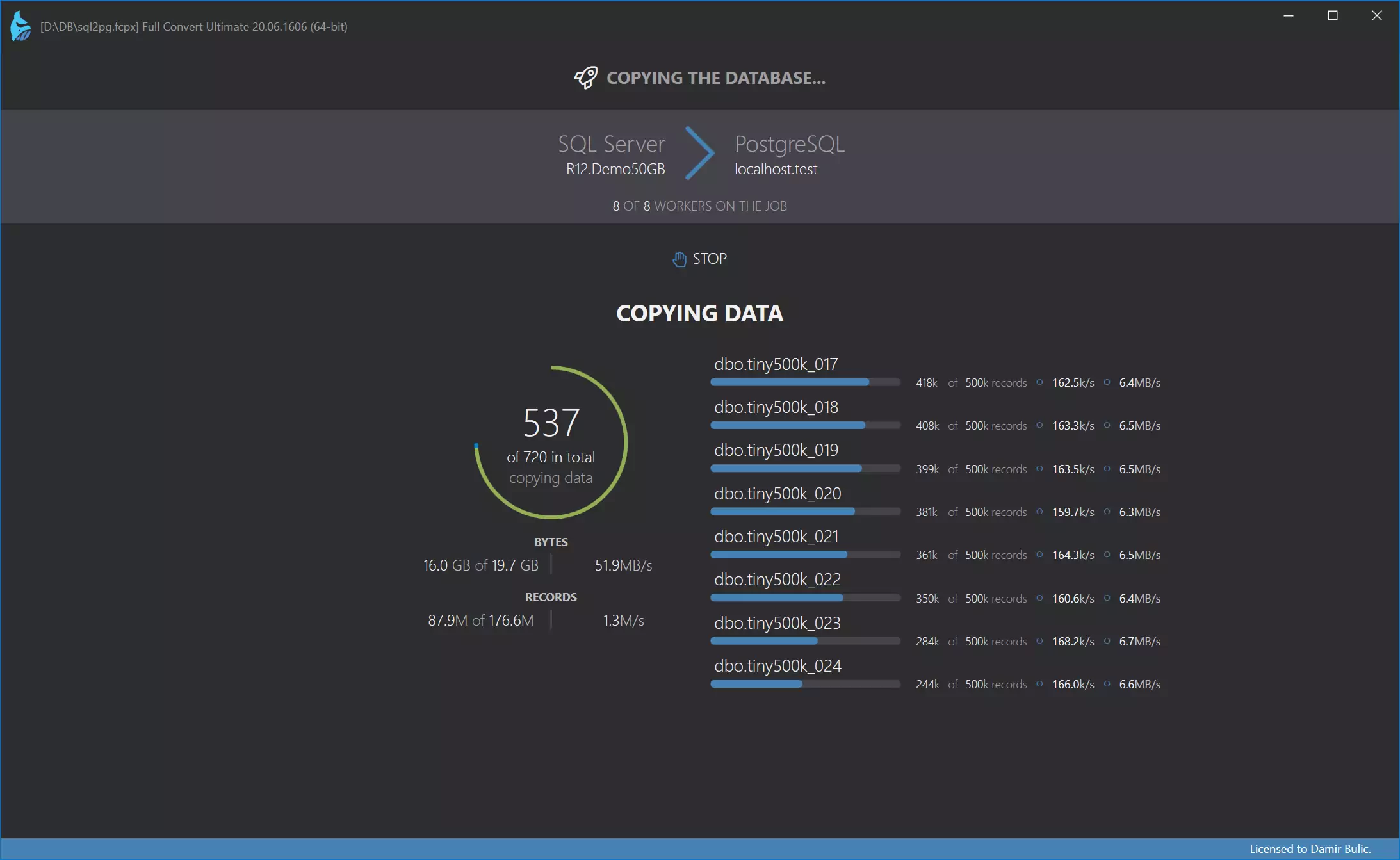 Data copying from source to target